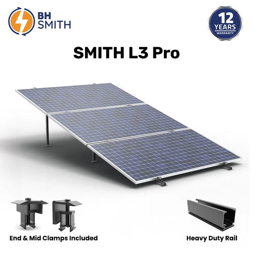 BHS Aluminium Smith L3 & L3 Pro Solar Structure with clamps For three Solar Panel