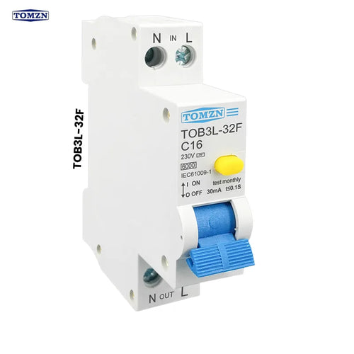 TOMZN TOB3L-32F 18MM RCBO 10A 1P+N 6KA Residual Current Circuit