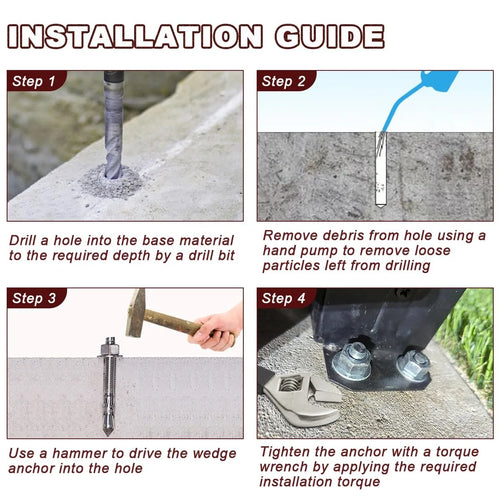 Stainless Steel Wedge Anchor with Nut and Flat Washer