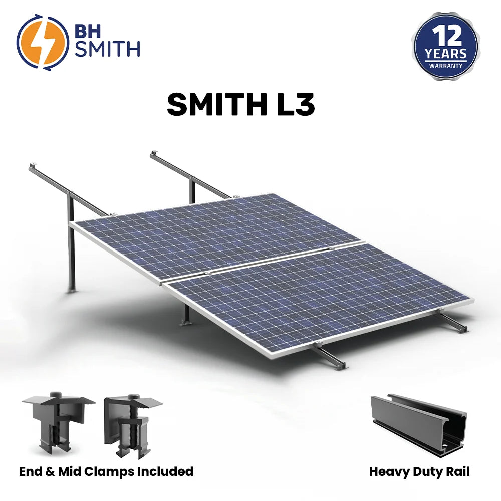 bhs aluminium smith l3 & l3 pro solar structure with clamps for three solar panel