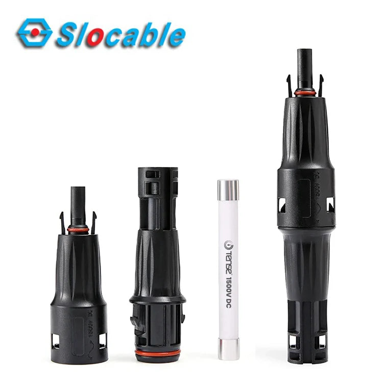 slocable 1500v dc inline mc4 fuse connector with built-in 20a replaceable fuse