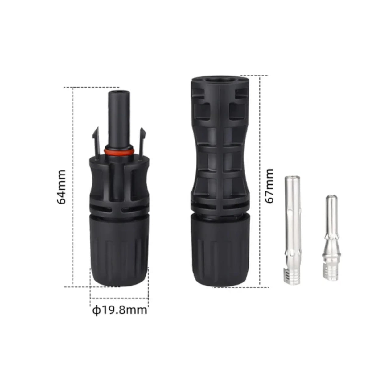 solar panel mc4 connector ip68 copper pin waterproof 1500v male & female