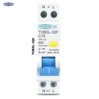 TOMZN TOB3L-32F 18MM RCBO 10A 1P+N 6KA Residual Current Circuit