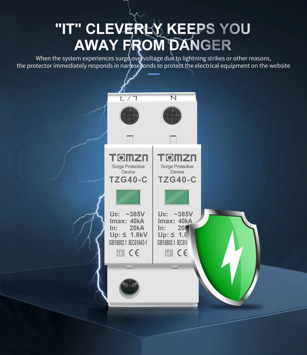 tomzn 2 pole ac spd – tzg40-c