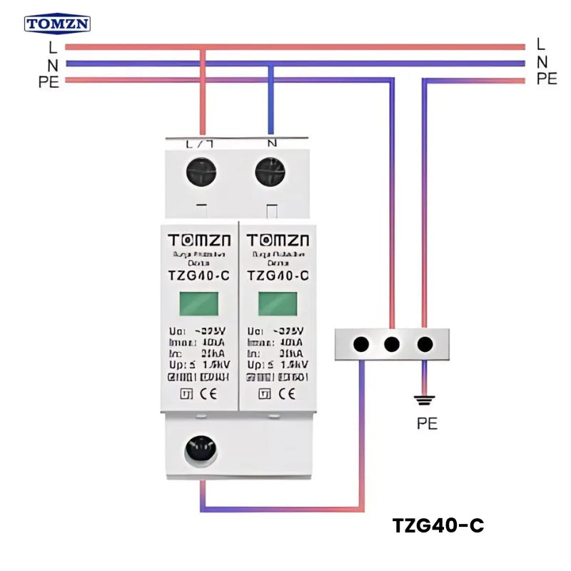 tomzn 2 pole ac spd – tzg40-c