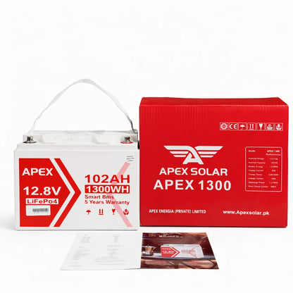 Apex Solar 1.3kWh 12V LifePO4 Lithium Battery